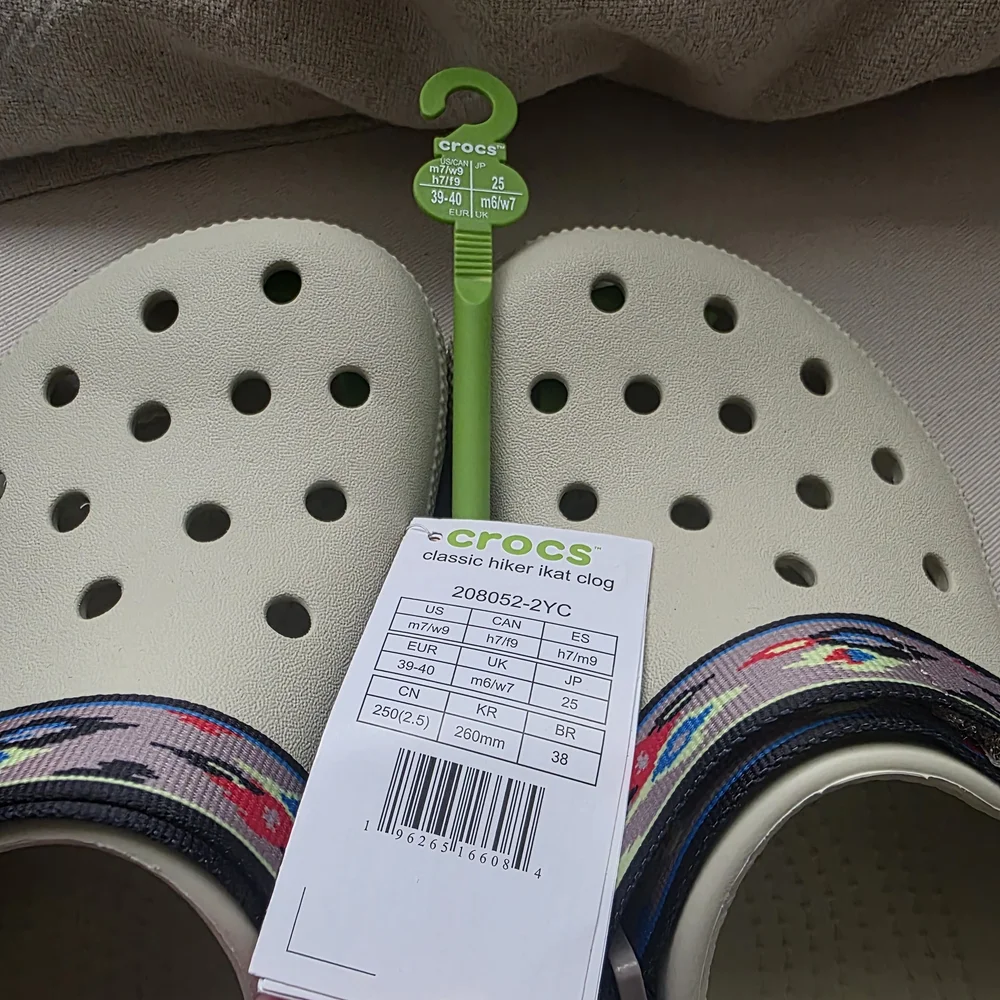 Crocs Classic Hiker Ikat Clog with Multi-Color Strap - Cream - Picture 2 of 7
